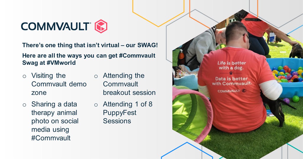 #VMworld may be virtual, but #Commvault swag isn’t! Check out our Demo Zone at VMworld and learn how to get some serious Commvault swag—IRL! ow.ly/UgeL102o01f
