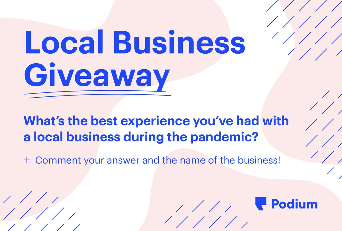 PodiumHQ's tweet photo. #GIVEAWAY
Throughout the pandemic, we’ve all been inspired by the resilience of our local business community. We want them to know we all have their back by giving $500 to a local business.
Nominate a business by tagging them and sharing a recent experience you’ve had with them. https://t.co/Mx2fYdlFMm