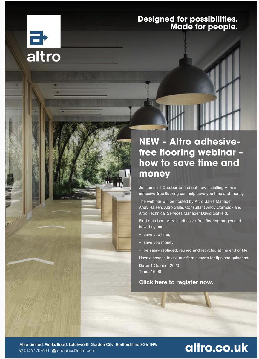 You know you can save time and money by using Altro Adhesive free products right 🤷🏽‍♀️ 
Why not join our webinar tomorrow on line. Costs you nothing and you will learn lots of useful information that may help you in your future products. altro.co.uk/Support/Contin….
 #nobrainer #altro