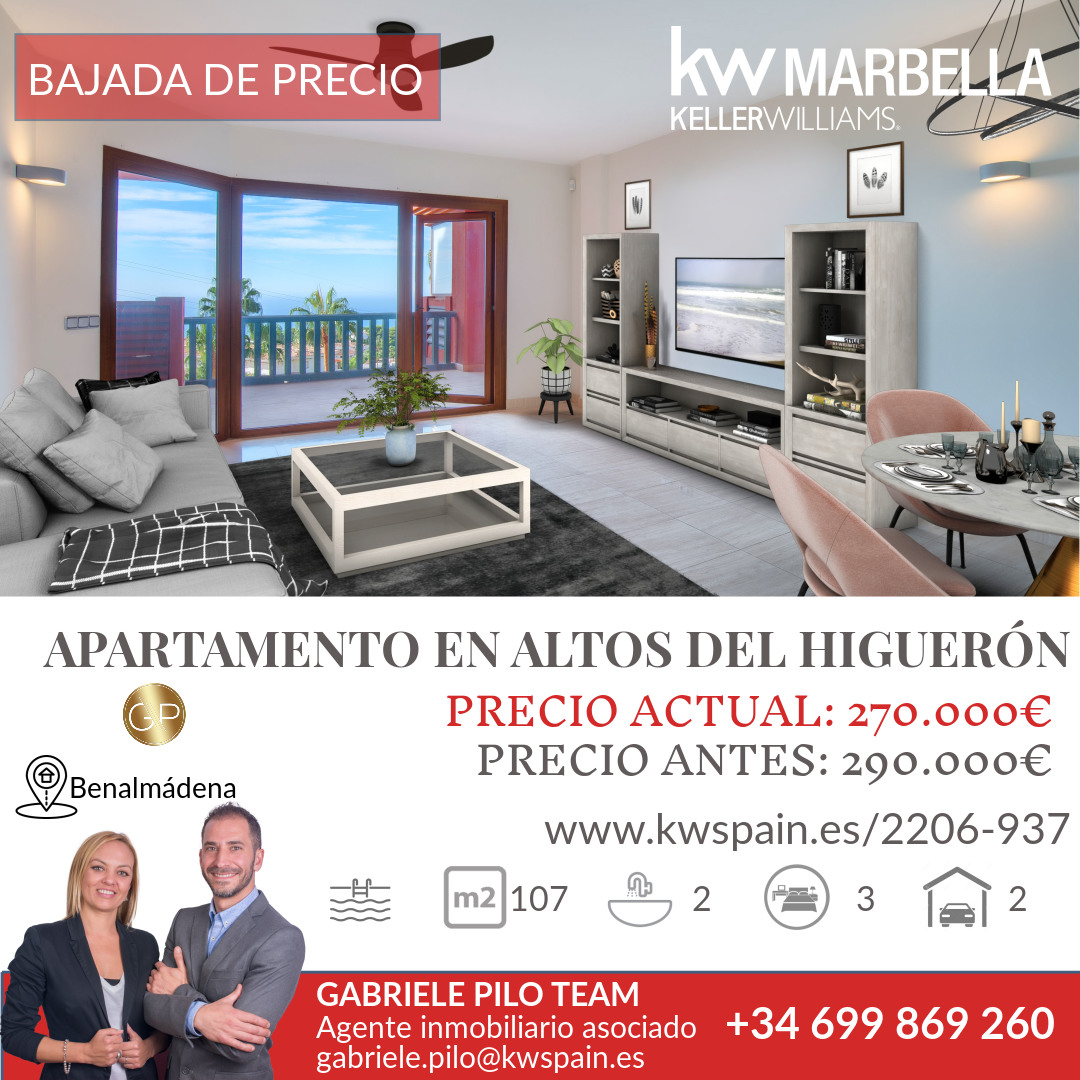 gpiloteam's tweet photo. ¡¡BAJADA DE PRECIOS!!
APARTAMENTO EN ALTOS DEL HIGUERON

ANTES: 290.000€
AHORA: 270.000€

https://t.co/aDWG4Xp0pk

#kwspain #kellerwilliams #fuengirola #mijas #realstates #teampilo #spain #malaga #pisosmalaga #sevende #inversion #oferta #benalmadena #torremolinos https://t.co/yookiU8O93
