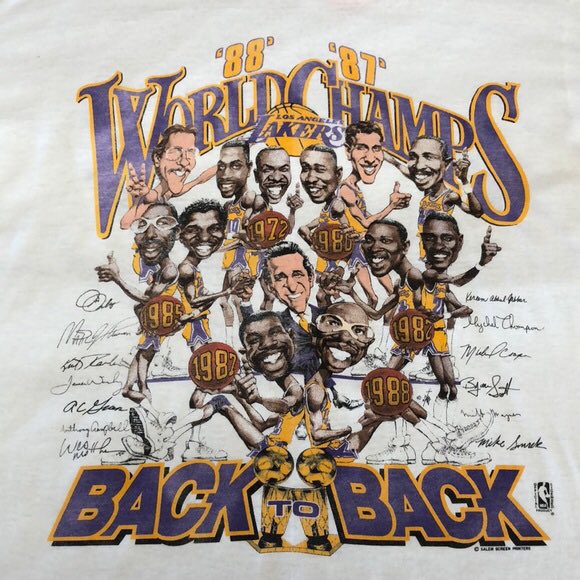 Arash Markazi on X: Love this Lakers caricature shirt from @True2LA, which  is reminiscent of the old Lakers caricature championship shirt.    / X