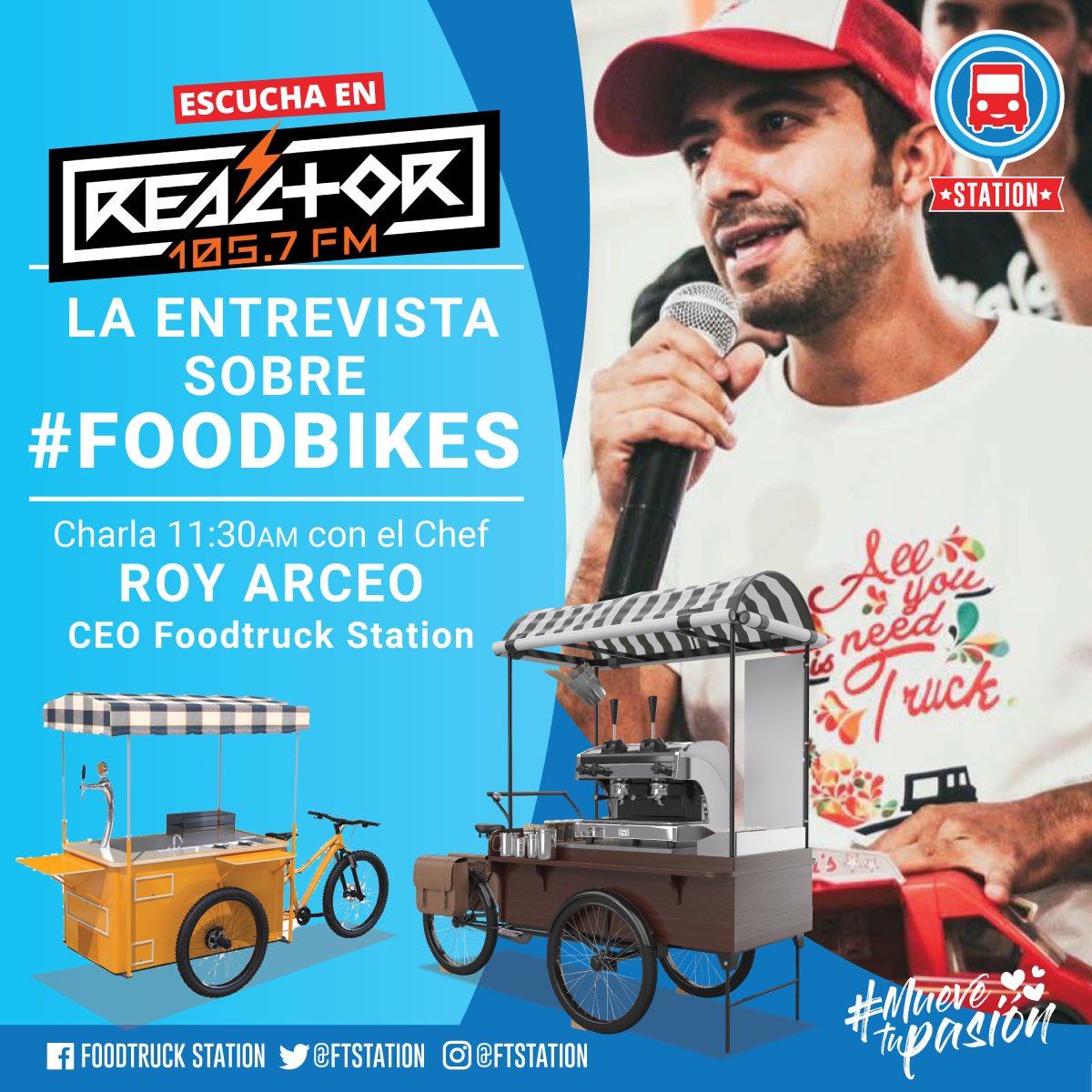 [#Entevistas] ¡Hor miércoles a partir de las 11 AM sintoniza <a href="/Reactor105/">Reactor 105.7 FM</a> FM! A las 11:30 estaremos en el programa Bicitlán Radio para platicar sobre Food Bike Station, la tendencia de gastronomía móvil sustentable en CDMX. #MueveTuPasion #FelizMiércoles #ExperienciaStation