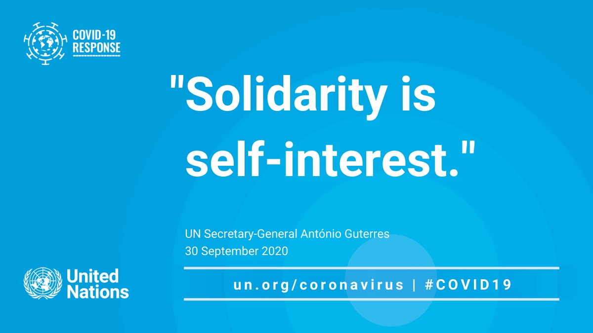 It's in every country’s national &amp; economic self-interest to work together to expand access to tests &amp; treatments, and to support a “people’s vaccine” available &amp; affordable for everyone, everywhere.

-- <a href="/antonioguterres/">António Guterres</a> on #COVID19  bit.ly/2Scvzbn
