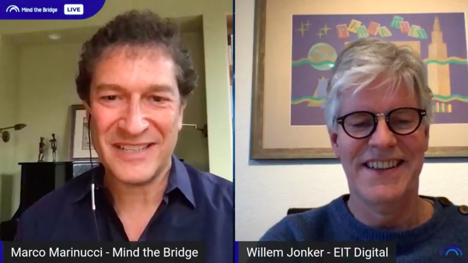 MindTheBridge's tweet photo. Mind the SiliconValley <> Netherlands bridge!
Our new #mindthechat w/ @WillemJonkerNL CEO @EIT_Digital + our CEO @mmarinucci LIVE NOW
Join us → https://t.co/4hPJiV3XfO
#SSUMMIT20 #Europe #EU #openinnovation #tech #technology #digital #innovation #entrepreneurship #education https://t.co/8ImxQn0E8i