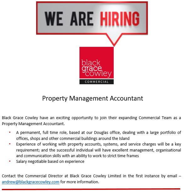 📣 Job opportunity! 📣
Property Management Accountant 
Black Grace Cowley have an exciting opportunity to join their Commercial Team as a Property Management Accountant. 
💻 Contact the Commercial Director at Black Grace Cowley Limited by email – andrew@blackgracecowley.com