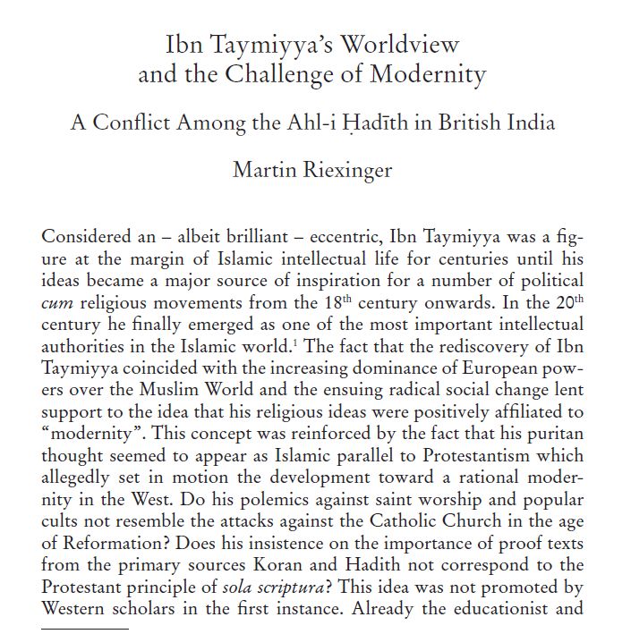 3/9 What has been overlooked, however: Arab traditionalist scholars in the 1930s and 1940s were not worried about these Salafis at home. Rather, they feared the influence of Indian Muslim modernists & the Ahl-i Hadith (lit. People of the Words & Deeds of the Prophet Muhammad).