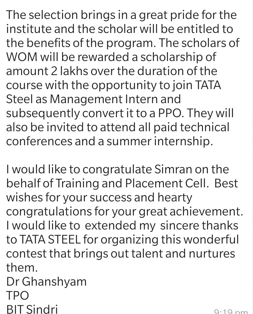 bitsaaconnect's tweet photo. BITians are 2nd to none reverberates more loudly today as we pick up this news to share. 
Well done #Simran! Finalist at the #WomenOfMettle contest.
You have done us Super Proud!!!
Congratulations to you too @Ghanshyam7901 https://t.co/L4AJnmcyQ0