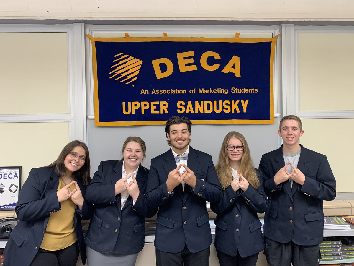 Proud to announce our 2020-21 USHS DECA Class Officers. (From left to right) VP of Public Relations: Kendall Blankenship, Secretary: Olivia Walter, President: Blake Herbert, VP Angel Baker, VP of Recruitment: Jordan Wright!