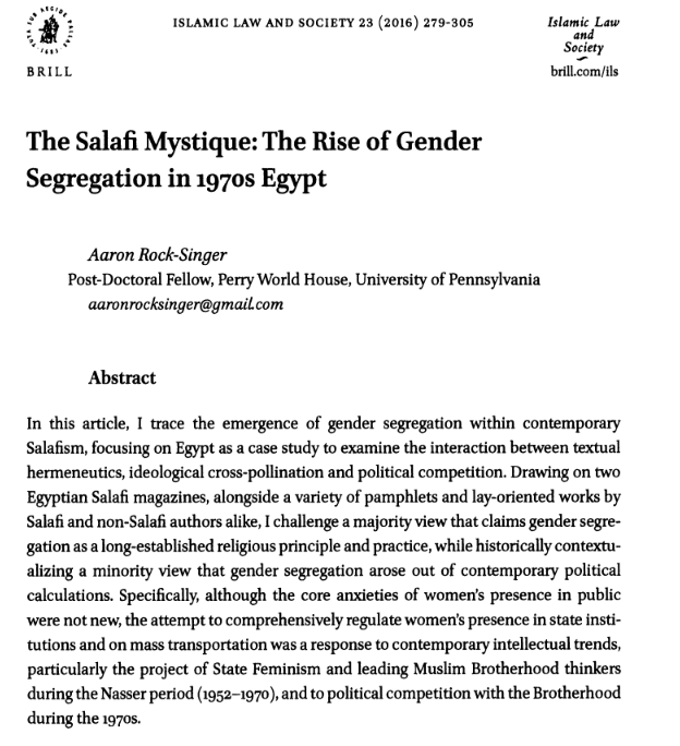 2/9 Current scholarship agrees that the 1920s are the decade when Salafism in the Arab world began to form a coherent ideology. It mostly meant rejecting the four traditional Islamic schools of law, abhorrence of “unlawful innovations”, and specific theological commitments.