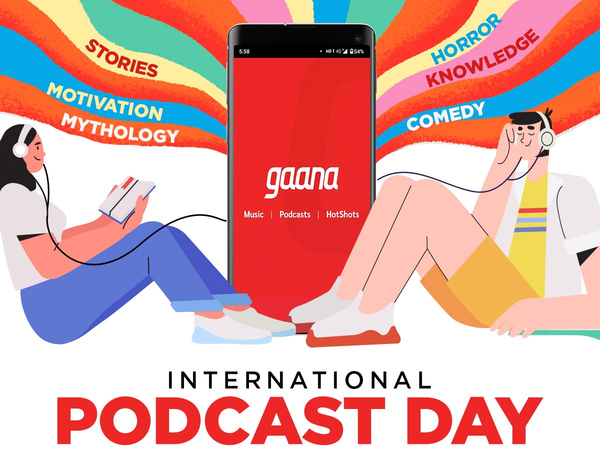 gaana's tweet photo. This #InternationalPodcastDay, Gaana brings you what your heart desires. Stories of love ♥️ tales of life 😇 jokes you can laugh at 😂 and more! Check out Gaana's wide range of Podcasts now, and get listening 🎧 https://t.co/27mF9rky3u https://t.co/RLGCvDX39K