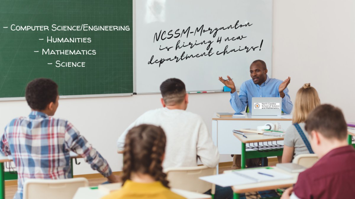 NCSSM_Morganton's tweet photo. Next up we are hiring four Department Chairs for the new #Morganton campus of @NCSSM in #WNC! Share with your network and help us bring this new school to life! https://t.co/P9gQorm31R
#ncjobs #edujobs #stemeducation #k12education #hiring #education https://t.co/39Lxb9iNCA