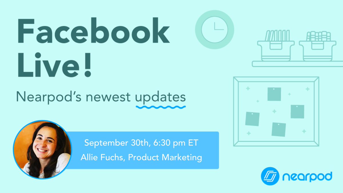 ⏰ Today is our FB live in the Nearpod FB group with @AllieNearpod detailing all of the new updates Nearpod has made! 🔎 

Be the first to know! 🔗 bit.ly/npFBgroup