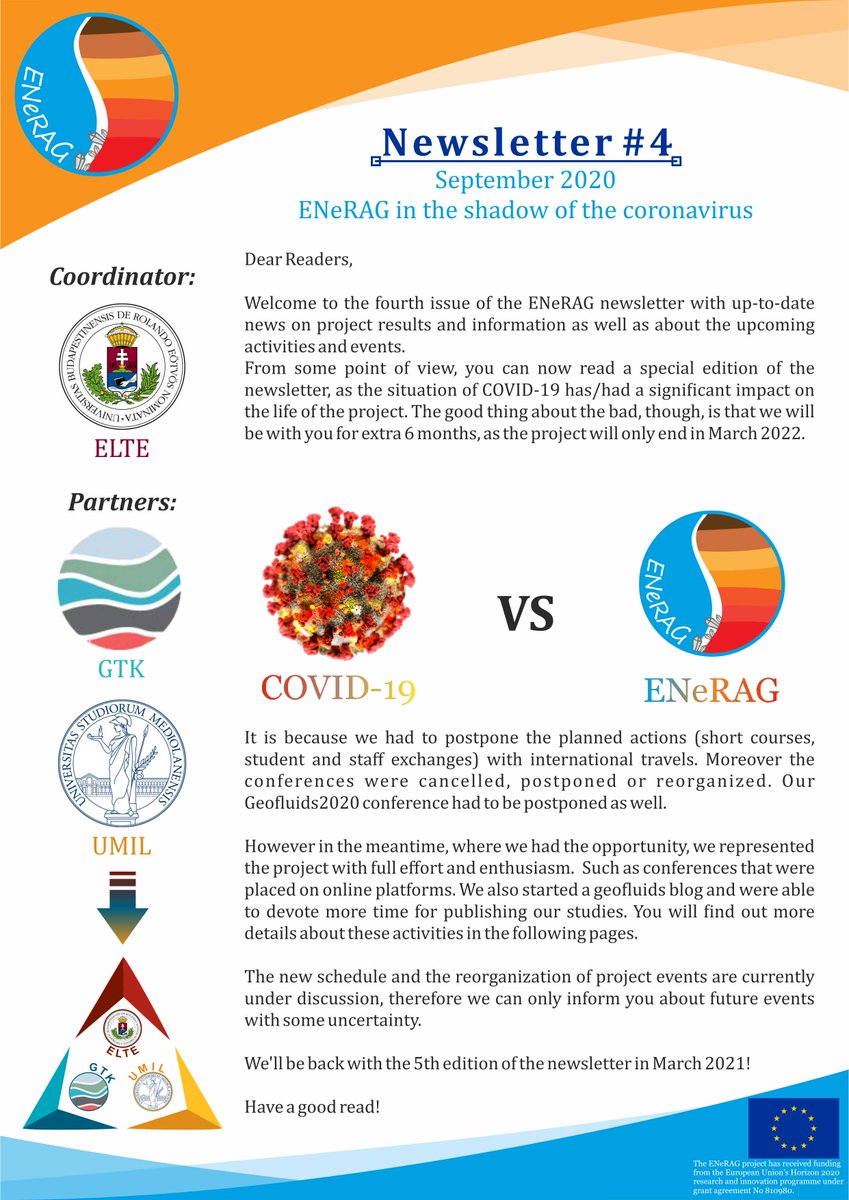 enerag_geofluid's tweet photo. The ENeRAG Newsletter #4 is out! It's available at our website: 

https://t.co/m9Ora1s9ct

#enerag #horizon2020projects #newsletter #elte #elte_ttk #gtk #unimi #research #geofluids https://t.co/F2gTwEfeHR