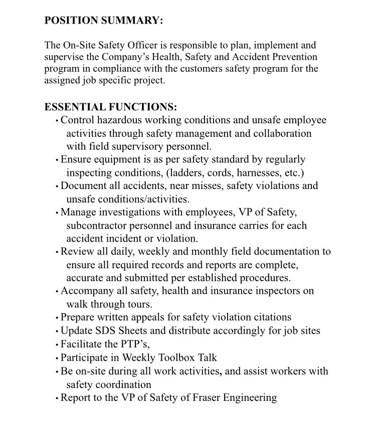 NewEnglandWISE's tweet photo. Great opportunity for an emerging safety professional to get some field experience in Boston! All inquiries can be sent to sfraser@fraserengineering.com 

Respective candidates need to be able to get to the site each day with their own vehicle. https://t.co/zubTsp4g6V