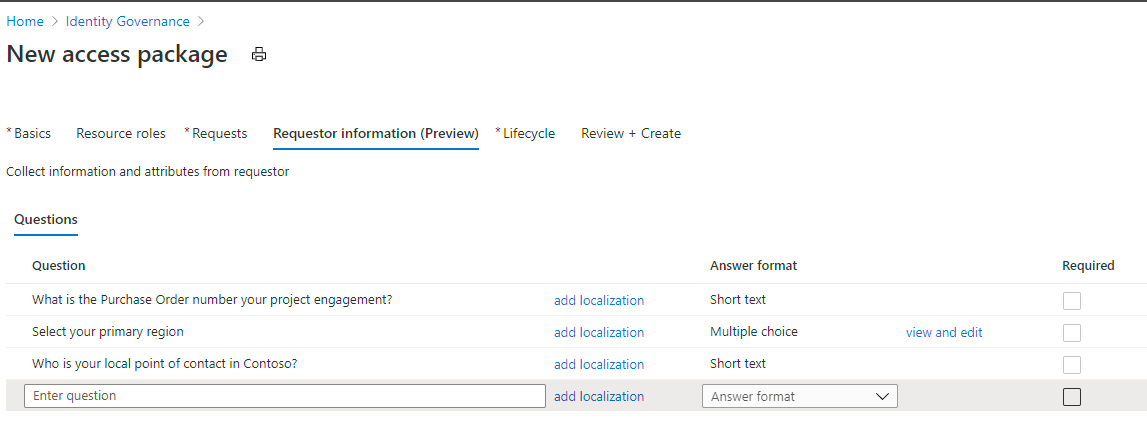 MrDebChoudhury's tweet photo. You can now add custom questions in an #AzureAD entitlement management access package policy to collect additional requestor information and enrich the approval experience.
https://t.co/ROyAnvq9dP https://t.co/Gd30ELkMzp