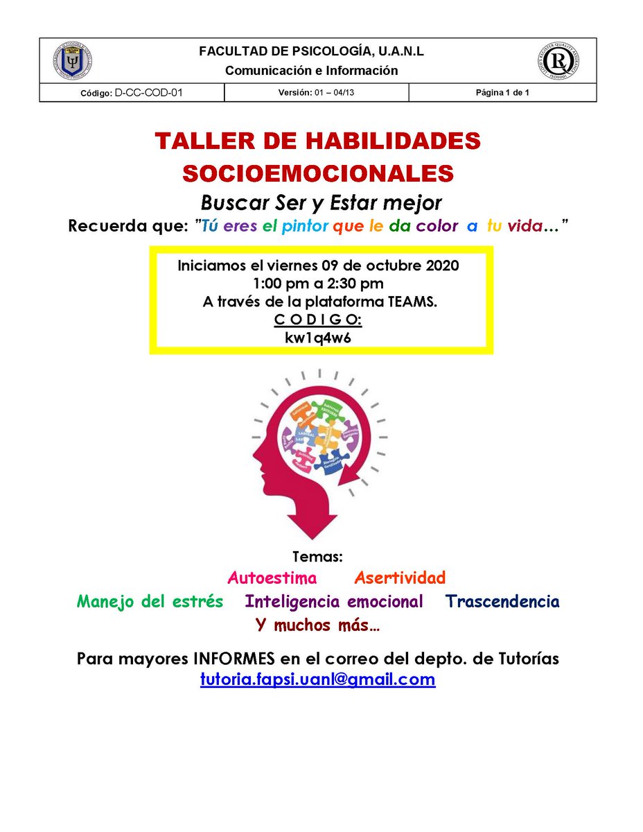 Psicologia_UANL's tweet photo. El departamento de #TutoriaFaPsi te invita🤓 https://t.co/89wIEgMfpQ