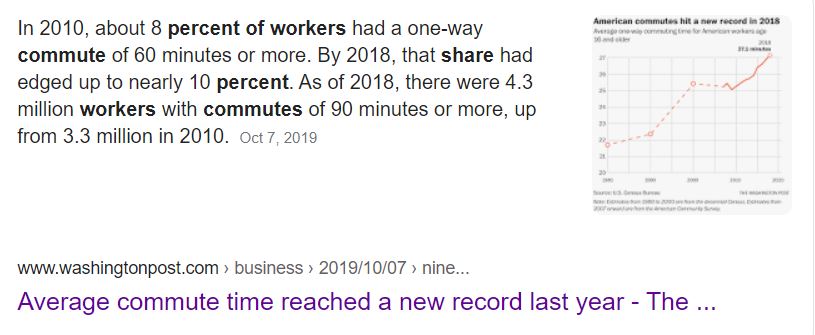 If you don't think many people commute, here is an article from the Washington Post with some data proving against that: https://www.washingtonpost.com/business/2019/10/07/nine-days-road-average-commute-time-reached-new-record-last-year/