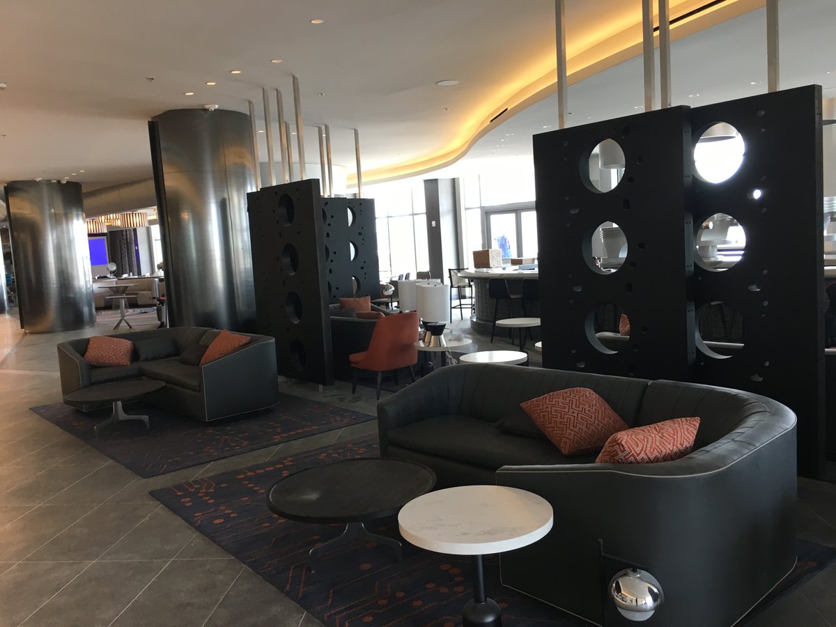 AlleghenyMllwrk's tweet photo. Check out this upscale hotel design in Daytona, Florida! We had a great time alongside the other construction companies working on the @OneDaytona project. 
#commercialdesign #architecturalwoodwork #metals #stone #glass #construction #contractor  #hotel #Daytona #TeamAllegheny https://t.co/IGjpB6l3K3