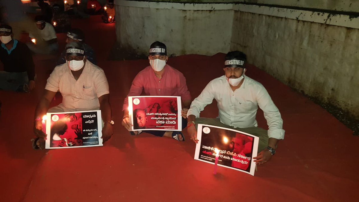 Raghavsulegai's tweet photo. Candle light silent protest against the insensitive BJP Govt of Uttar Pradesh for carelessly handling the rape case on India’s daughter Mahisha Valmiki.
#JusticeforManishaValmiki #InsensitiveBJP #YogiMustResign https://t.co/EEJE3j8CyI