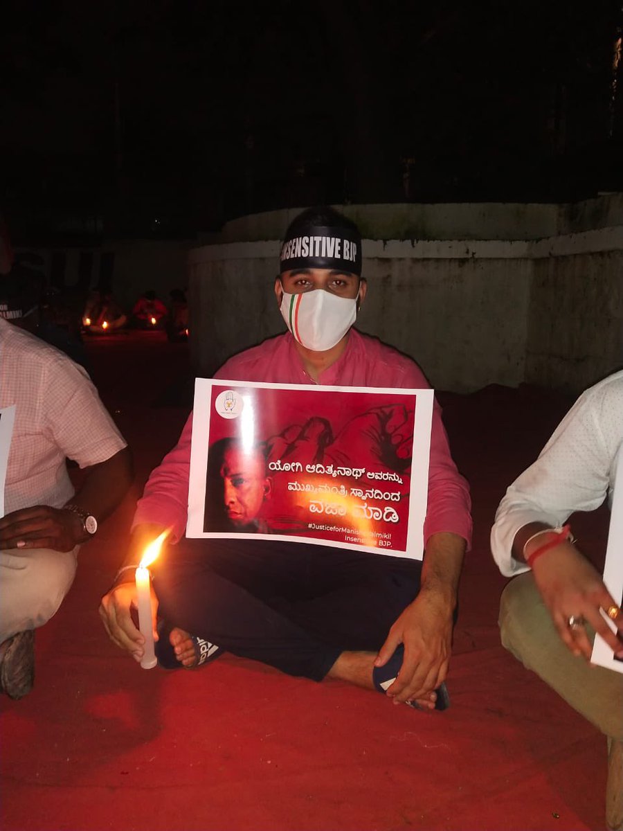 Raghavsulegai's tweet photo. Candle light silent protest against the insensitive BJP Govt of Uttar Pradesh for carelessly handling the rape case on India’s daughter Mahisha Valmiki.
#JusticeforManishaValmiki #InsensitiveBJP #YogiMustResign https://t.co/EEJE3j8CyI