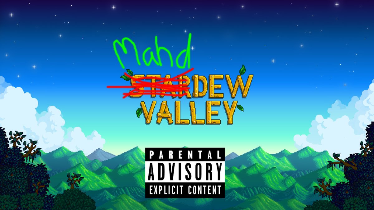 MahdDogg's tweet photo. I need to create a theme tune for Fuckledown Farm in #StardewValley so far I keep making up scrambled egg lyrics to the tune of Dirty Old Town by The Pogues...
Anyway. So yeah 1 hour on https://t.co/bRsQssxFLx I'll be back with more inappropriate Stardew Valley #PCGamine #Twitch https://t.co/NvqmHpILXa