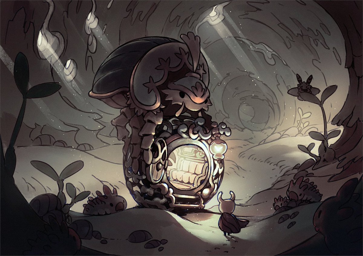 Concept of a vehicle for the #HollowKnight Inspired by the Dung Beetles.   A palanquin, like a monocycle, pushed by a large beetle. In the past, he  served the bourgeoisie of an