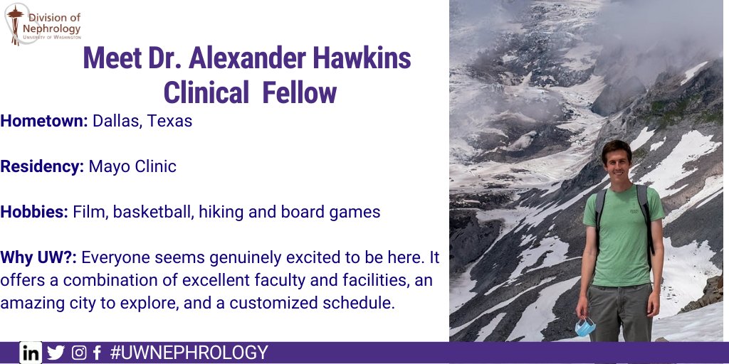 UWNephrology's tweet photo. Meet our 1st year clinical fellow, Dr. Alexander Hawkins sharing why he chose #UWNephrology Fellowship Program 
@UWMedicine @UWGME @nwkidney @KidneyResInst
#FellowSpotlight  #Nephfellows #Nephtwitter https://t.co/hYzWC4M5pN