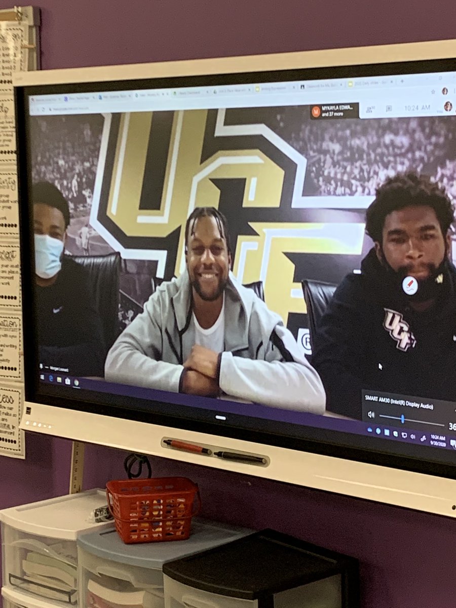 hamiltonengtech's tweet photo. Shout out to @UCF_MBB @TonyJohnson_0 @daringreenjr @UCFDRE24 for taking time to connect with our 5th graders and share one of their favorite books and their words of wisdom: “school before sports,” “work hard,” and “keep reading”! #chargeon #UCF #hoops #Hamiltonreads #UCFreads https://t.co/h1oPU5LIPH
