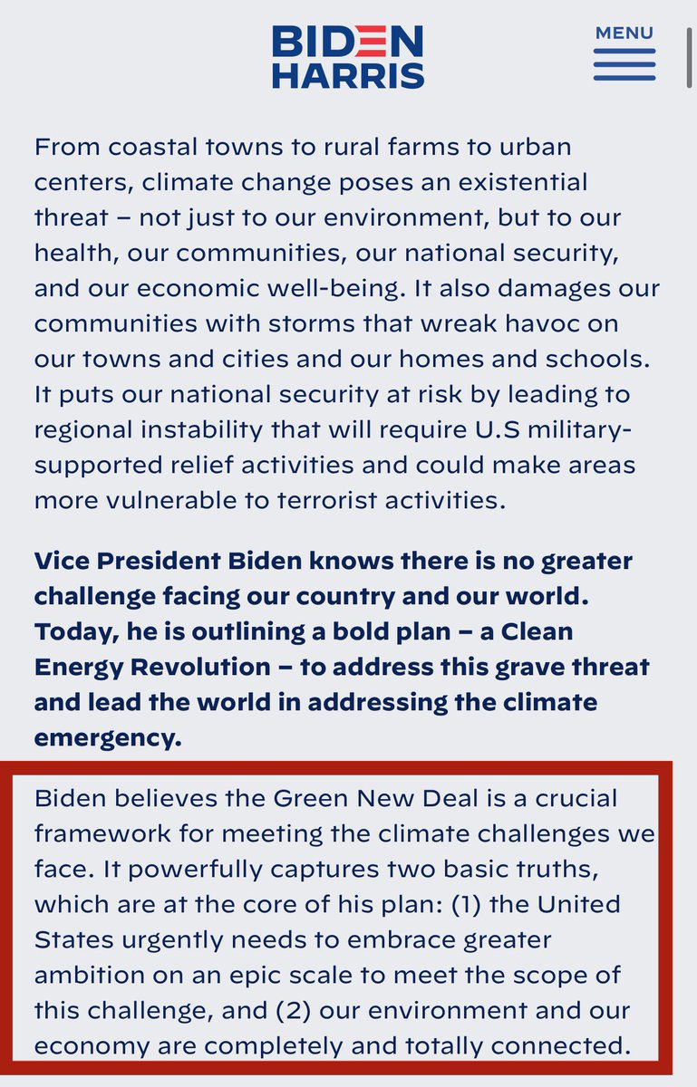 Democrats are now the party of the Green New Deal. Joe Biden said it is not his plan, but he defended it last night, saying it would “pay for itself.”And if it isn’t his plan... why does he praise it on his website as a “crucial framework”...? Because AOC is his energy advisor.