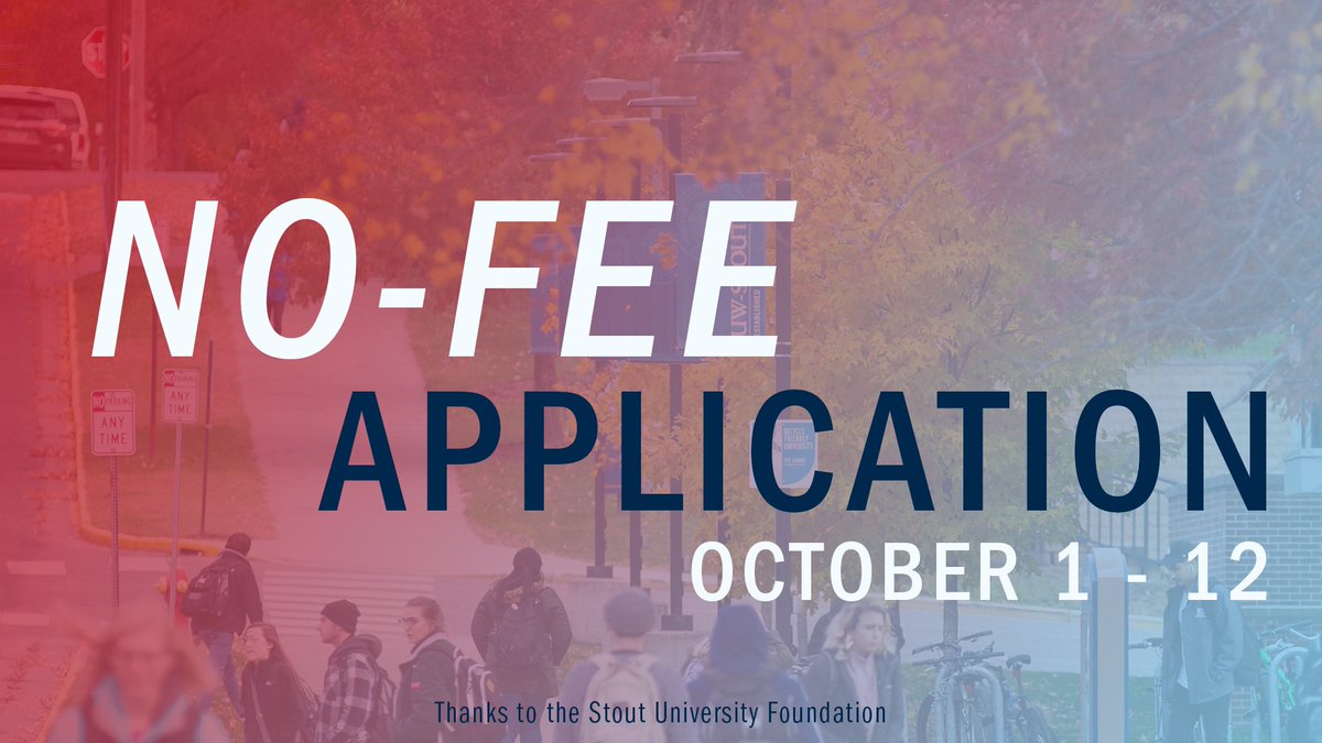 It's near that time again... Apply to UW-Stout at no cost to you October 1st - 12th! 💻  More info/apply: bit.ly/30CvsL5