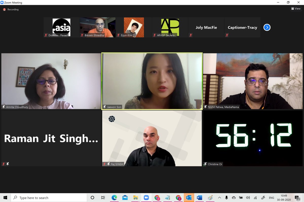 AmritaChoudhury's tweet photo. #APrIGF2020  session: #Encryption @JaewonSon1 shared need to engage youth in the discussion, capacity building and cooperation between stakeholders @aprigf_ @ISOCapac @isocdelhi @youth4ig https://t.co/K20pBLP2YU