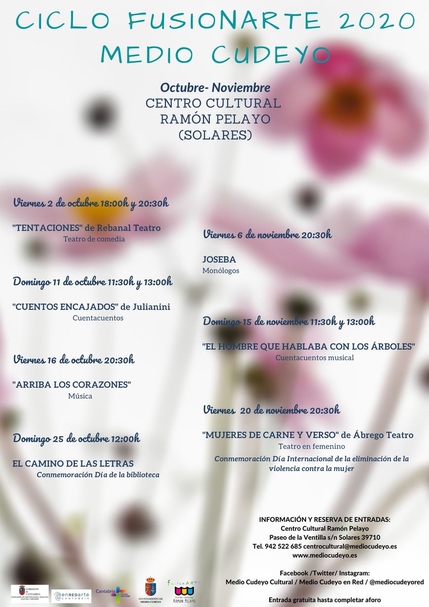 mediocudeyored's tweet photo. Vuelve #FusionArte #Gratis. PAra apoyar a la cultura y los espectadoress, como siempre dede #MedioCudeyo apostando por el mundo del espectáculo para tod@s.
💒📱📧 Reserva de entradas (hasta el viernes a las 12h previo al espectáculo):
centrocultural@mediocudeyo.es
o 942 522 685 https://t.co/Sh9raTlzDr