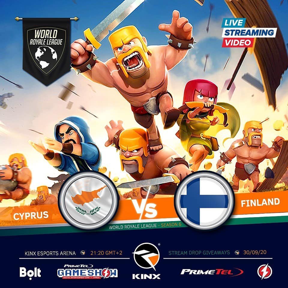 Team Cyprus (@teamcy_cr) on Twitter photo We continue our journey for <a href="/WorldLeagueCR/">World Royale League</a> S6
Game 2 vs <a href="/Finland_CR/">Frostbite Esports Suomi</a> 🇫🇮
⏰ 20:30 CEST
📺 twitch.tv/kinx_esports
Tune in to watch it live on twitch!
🇨🇾🇨🇾 We continue our journey for <a href="/WorldLeagueCR/">World Royale League</a> S6
Game 2 vs <a href="/Finland_CR/">Frostbite Esports Suomi</a> 🇫🇮
⏰ 20:30 CEST
📺 twitch.tv/kinx_esports
Tune in to watch it live on twitch!
🇨🇾🇨🇾