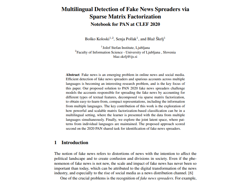 embeddiaproject's tweet image. ‼️‼️ Read more about our multilingual #fakenews spreader model (in English and Spanish), which came out 3rd at this year's PAN. 
#pan2020 #clef2020 @clef_initiative
pan.webis.de/downloads/publ…