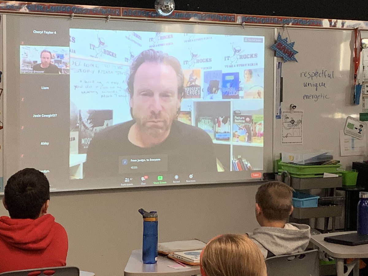 mrstaylorgrade5's tweet photo. Learning how to become story ninjas. Live with author Signmund Brouwer. #storyninjas https://t.co/toxSit5V7J