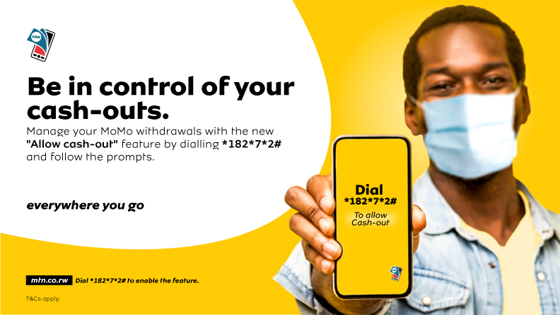 MTNRwanda's tweet photo. The #AllowCashOut feature allows you to feel safe as your money is secure.
Dial *182*7# to allow cash out.
#Twizamukire #BeWISE https://t.co/aZ7RL0RVpK
