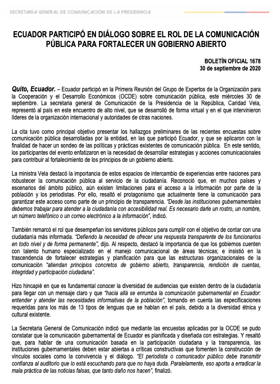 ComunicacionEc's tweet photo. #LoMásLeído | Ecuador participó en diálogo sobre el rol de la comunicación pública para fortalecer un gobierno abierto.
📰 ▶ https://t.co/gS8XIL6FRM
#PublicComm
#OpenGov
#GobiernoAbiertoEc https://t.co/FYDrFqgJPY