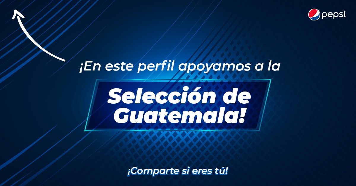 PepsiGuate's tweet photo. ¡Dale RT y sé parte del #EstadioMásGrande que apoya a la selección nacional desde casa!

Vive y disfruta el fútbol en casa con Pepsi y no te pierdas este gran partido 🇬🇹⚽. https://t.co/vWbfWBp3Ko