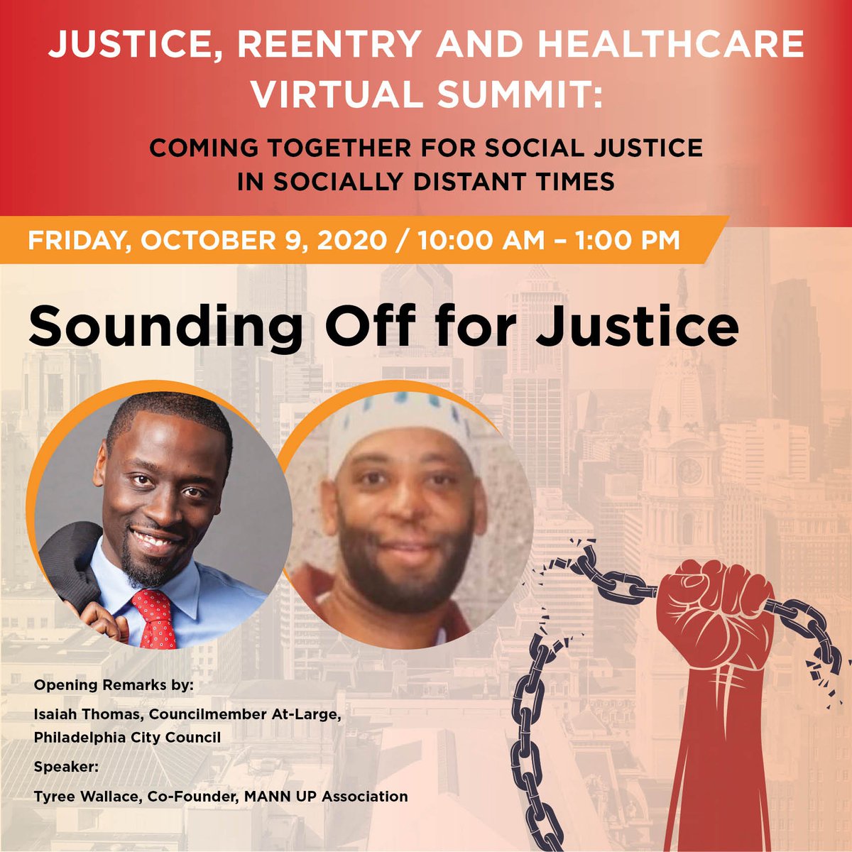 Come together for #socialjustice #Philadelphia. On Friday at 10AM, hear Tyree Wallace sound off. Co-founder of MANN UP &amp; currently incarcerated, he’ll talk about out of hand mass incarceration &amp; how we must re-imagine our justice system. Click &amp; register. fight.org/event/sounding…