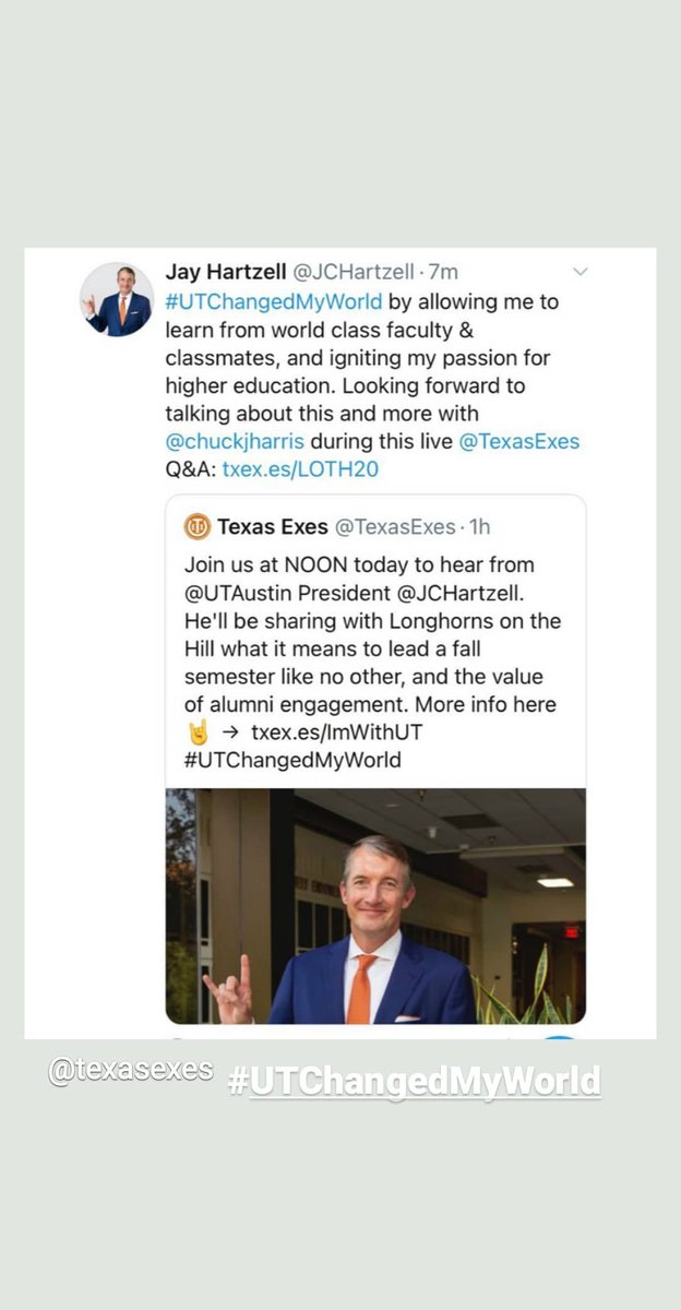 satexasexes's tweet photo. From @JCHartzell himself! #UTChangedMyWorld https://t.co/i9ZmxNdmPi