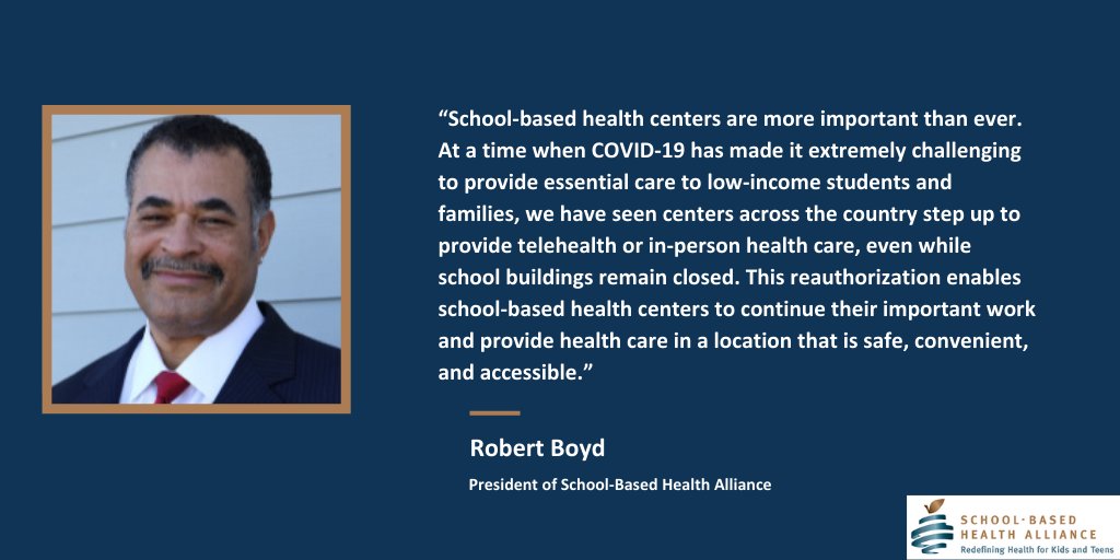 We celebrate yesterday's passage of the School-Based Health Centers Reauthorization Act of 2020 in the House of Reps. This bill extends the authorization for federal funding of SBHCs through 2025 &amp; would help provide affordable health care for our nations students &amp; families.