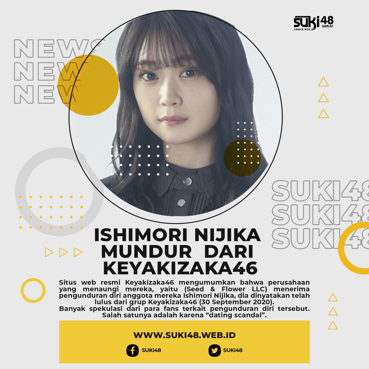 suki48_'s tweet photo. Gen 1 Keyakizaka46 Ishimori Nijika mengumumkan kelulusannya. Dia tidak akan ikut dlm Keyakizaka46 Last Live Concert 12 & 13 Oktober. Dalam blog pribadinya Nijika mengucapkan permintaan maaf dan terimakasih kepada para fansnya.
#suki48 #update46 #Keyakizaka46 #็ณๆฃฎ่น่ฑ
#ๆฌ
ๅ46 https://t.co/xElz3LxxXj