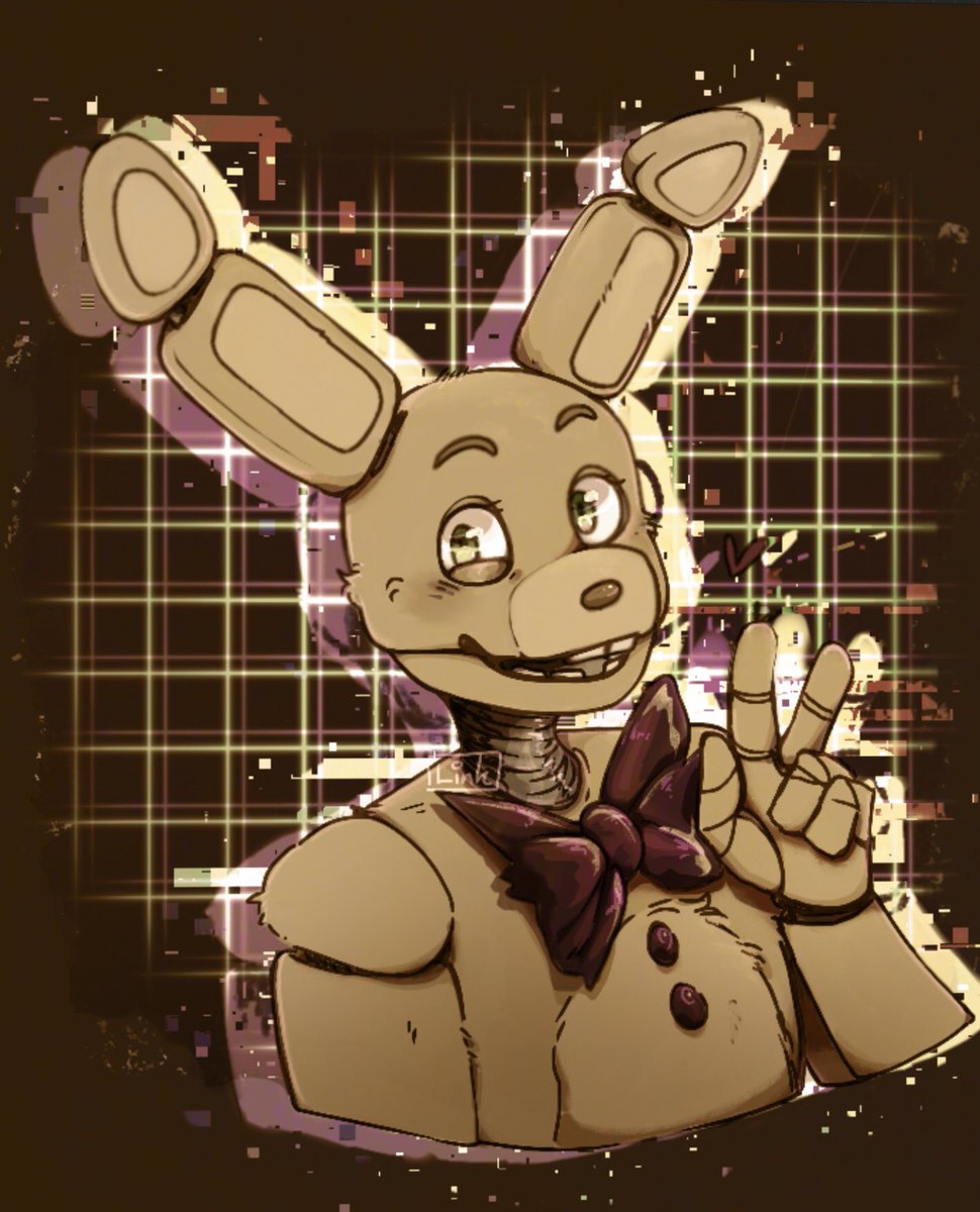 BREAKING NEWS cute rabbit man goes 🙂✌️
i love spring bonnie a lot so i jus had to draw him
i was gonna do this on a big page with loads of doodles of him but i gave up..
also messed with procreates new glitch tool yuhh
#fnaf #fnafspringbonnie #FiveNightsAtFreddys #fnaffanart