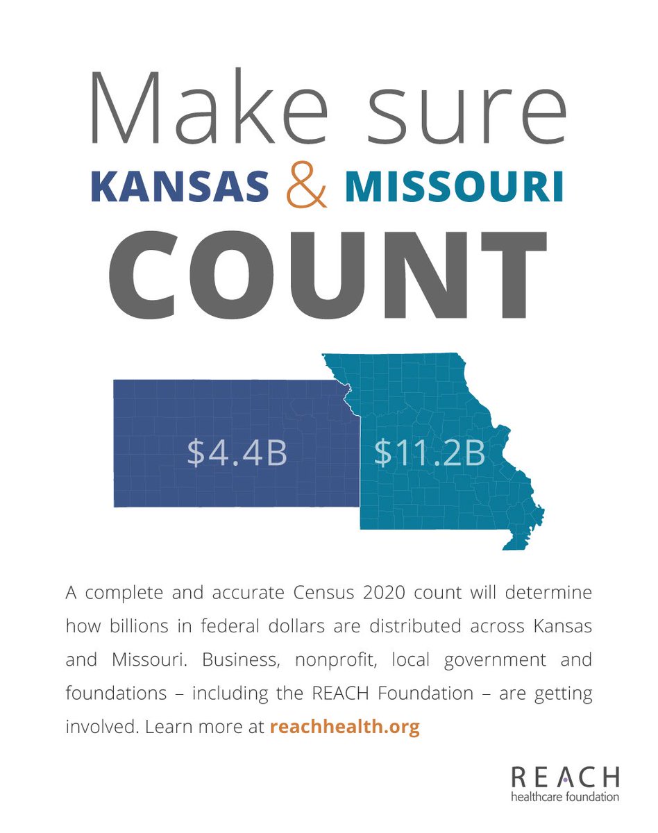 REACHHealthcare's tweet image. The KC region has stepped up to rally our community to ensure a #CompleteCount in the #2020Census that fairly represents our region for the next decade. Do your part and complete the census today: 2020census.gov