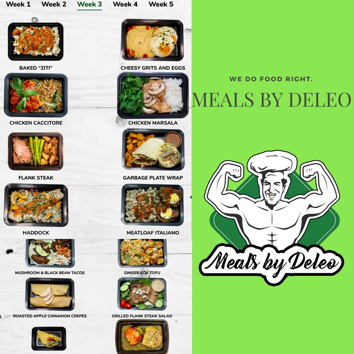 Week 3 getting underway, check out this week’s meal prep options. A lot of tasty choices! 
#Fitness #WeightLoss #MealsByDeleo585 #MBD #FRESH #NEVERFROZEN