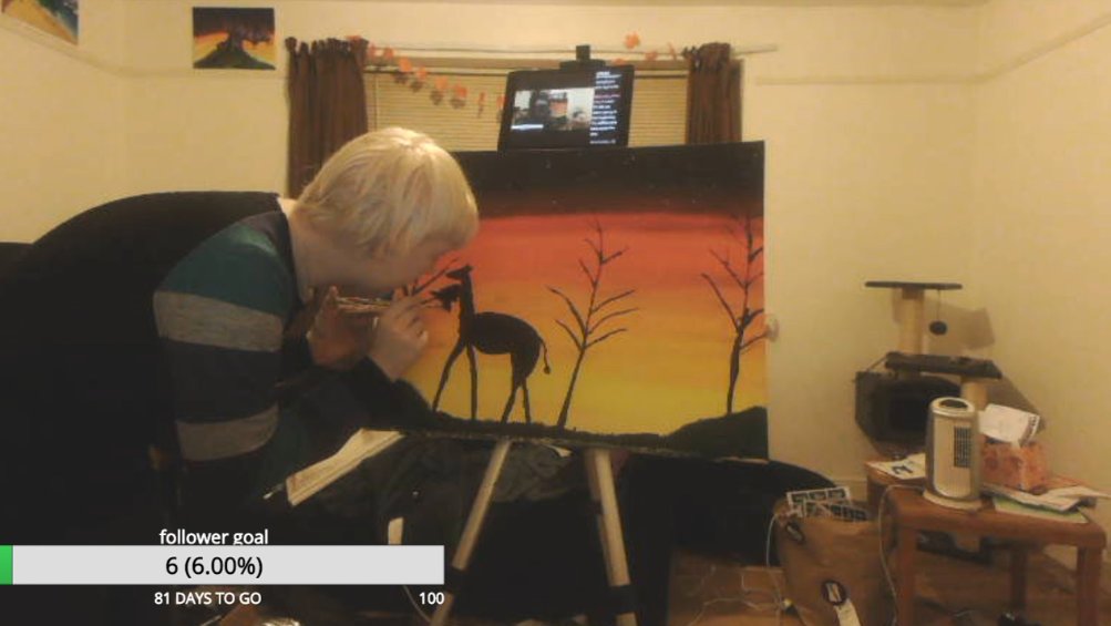 Need a lovely distraction for the day? Come watch <a href="/blindseyeview/">Charly</a> while she paints our cares away &lt;3
twitch.tv/blindseyeview
