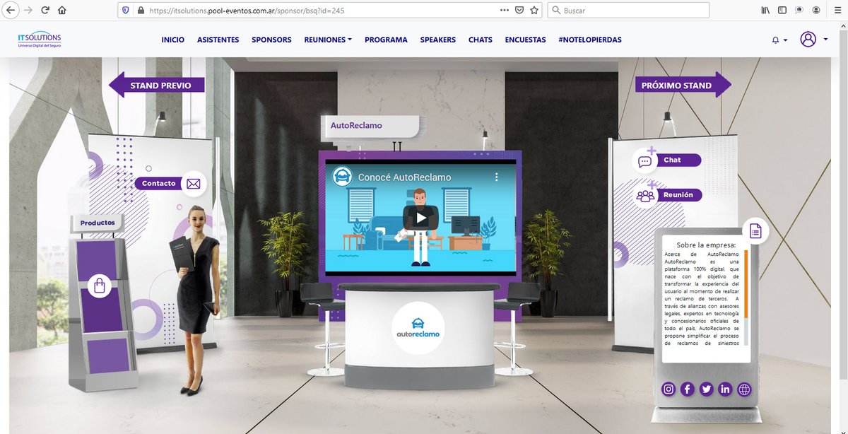 <a href="/autoreclamo/">AutoReclamo</a>  presente en #ITSolutions2020 #edicionvirtual
Visitá su stand en la sección "Sponsors".

Si todavia no te inscribiste, registrate sin cargo en: lnkd.in/dTP9QDE
(Inscribite + creá tu usuario y contraseña+ confirmá tu mail)