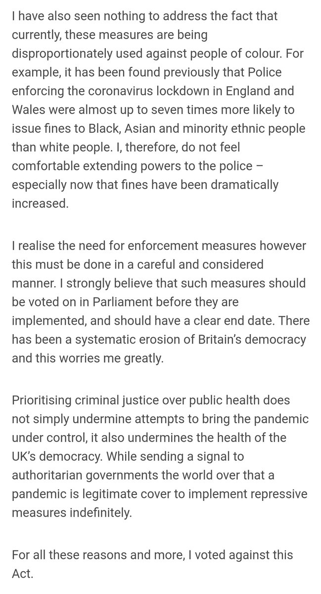 Earlier this evening, I reluctantly broke the @UKLabour party whip to vote against the #CoronavirusAct. 

It wasn't a decision I took lightly.

My full statement. 👇🏾dawnbutler.org.uk/news/statement…