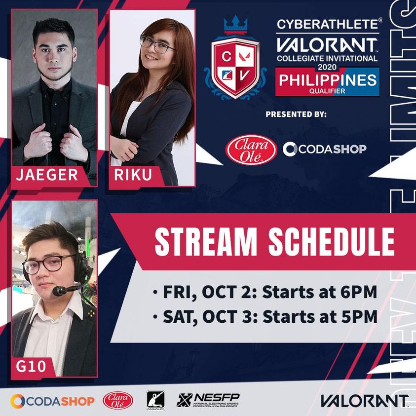 CyberathleteO's tweet photo. Our final CVCI qualifier happens this weekend in the Philippines!
Casters Jaeger, Riku PH, and G10 will keep things ~spicy~ as they cast the games 🔥
So don’t forget to like and follow our page for more updates 🙌🏻
#CVCIPH2020
#Cyberathlete2020
#DipItGood
#Codapay https://t.co/HhWVKfMmRT