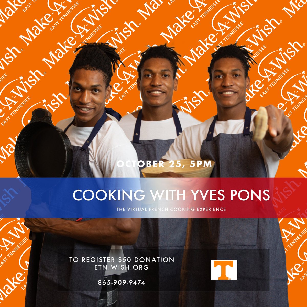 For the good cause, for the kids, the community join me and <a href="/MakeAWishEastTN/">Make-A-Wish East TN</a> 🍊register now: cookingwithyvespons.eventbrite.com